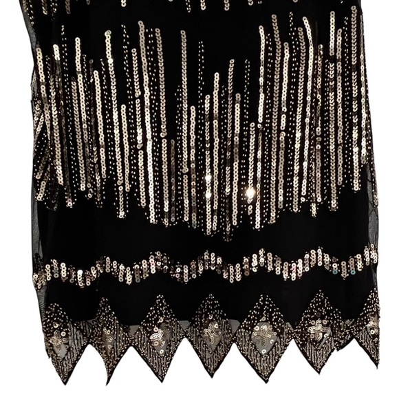 Pretty Guide Gold Sequin Tank Top Women size XL Black and Gold - Picture 3 of 4